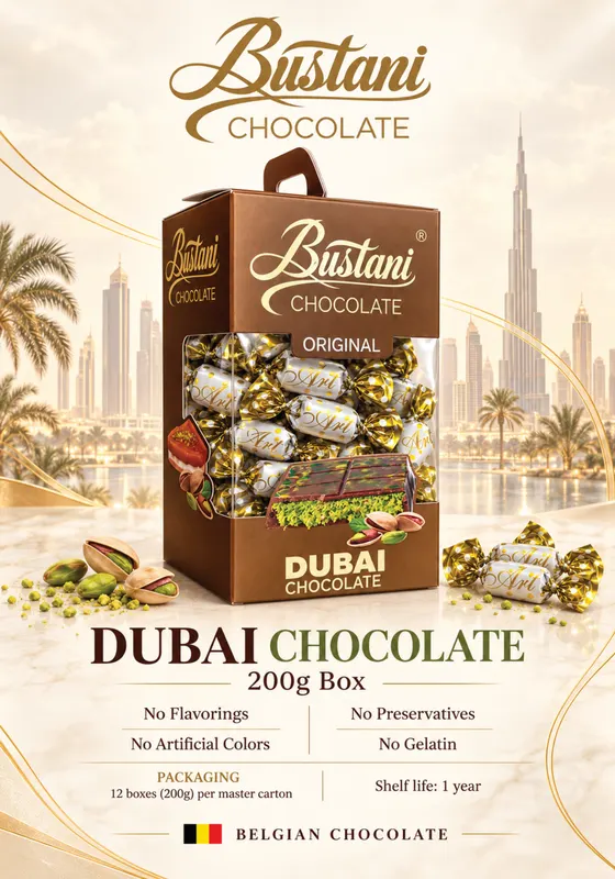 Catalogue page 2: Dubai Chocolate 200g box