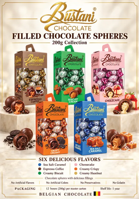 Catalogue page 4: Filled chocolate spheres, 200g collection