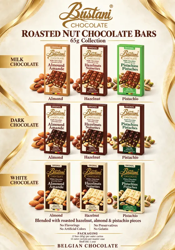 Catalogue page 5: Roasted nut chocolate bars, 65g collection
