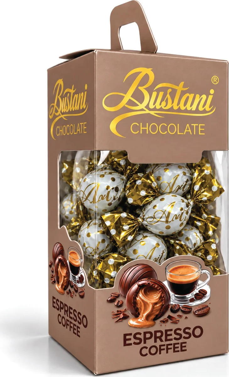 Espresso Coffee filled chocolate spheres, 200g box