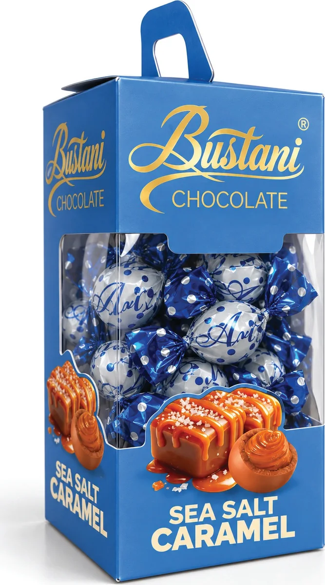 Sea Salt Caramel filled chocolate spheres, 200g box